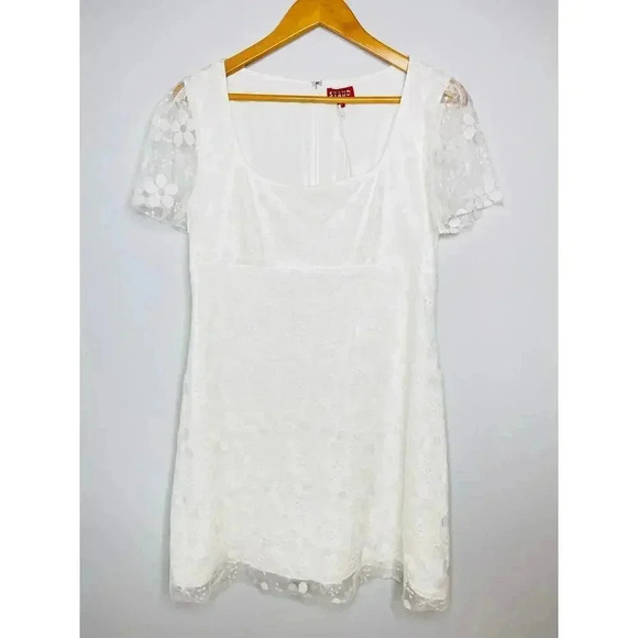 STAUD Sandra white lace mini dress size 12 NWOT - Picture 10 of 13